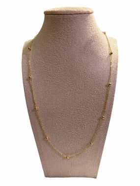 Delicate Gold Plated Bead Station Necklace - Women's Jewelry